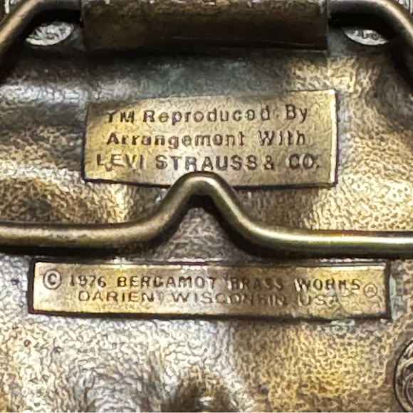 VIntage Bergamot Brass Works 1974 Levi's Jeans Bronze Belt Buckle Collectible - Picture 6 of 16